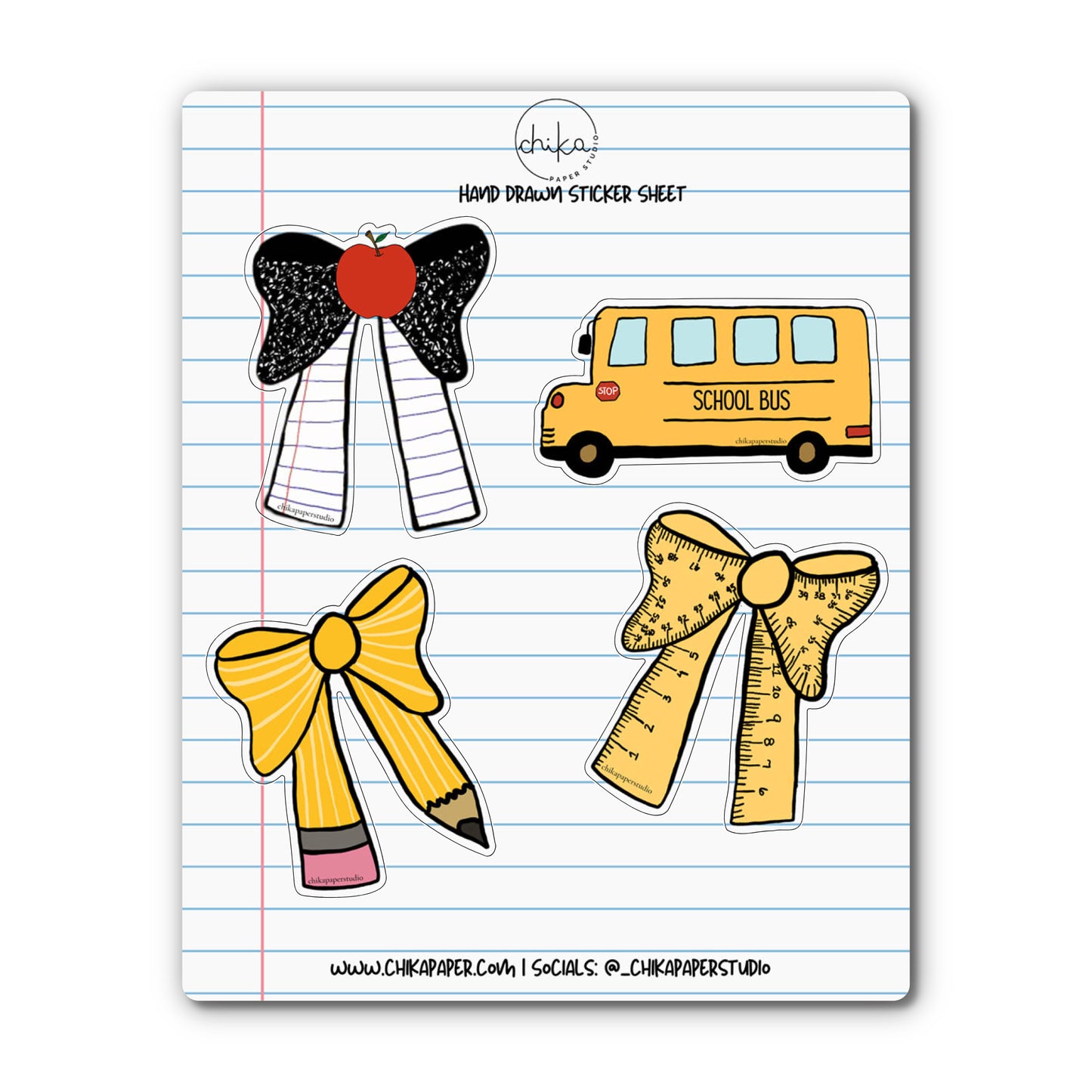 School Days, Hand-Drawn Sticker Sheet