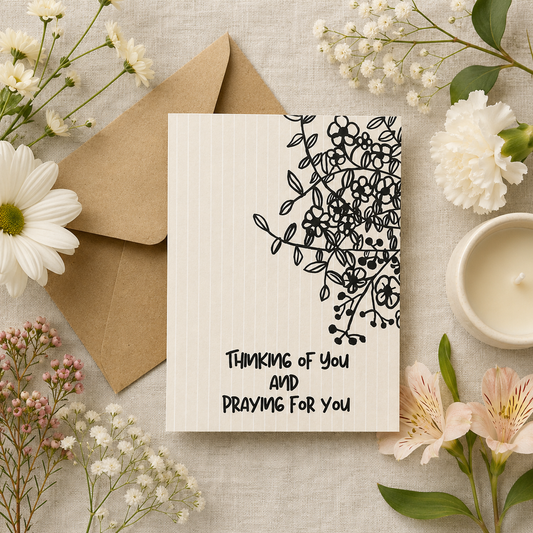 Thinking of You, Hand Drawn Just Because Greeting Card — Recycled Paper