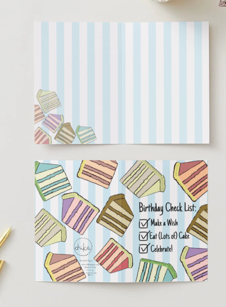 Birthday Checklist, Hand Drawn Birthday Card, Recycled Paper