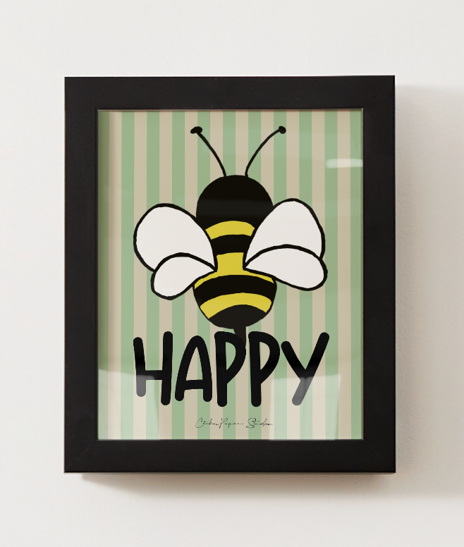 Bee Happy Frameless Art Print