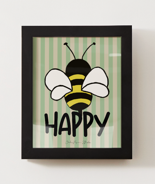 Bee Happy Frameless Art Print