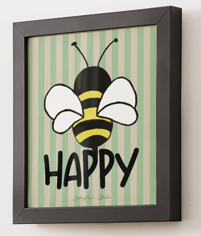 Bee Happy Frameless Art Print
