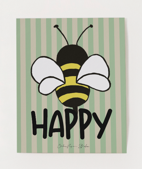 Bee Happy Frameless Art Print