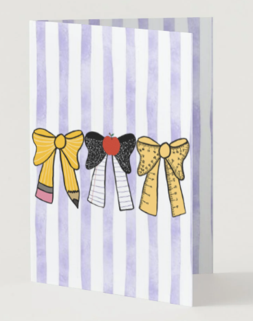School Supply Bows, Back to School Greeting Card
