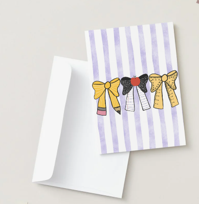 School Supply Bows, Back to School Greeting Card